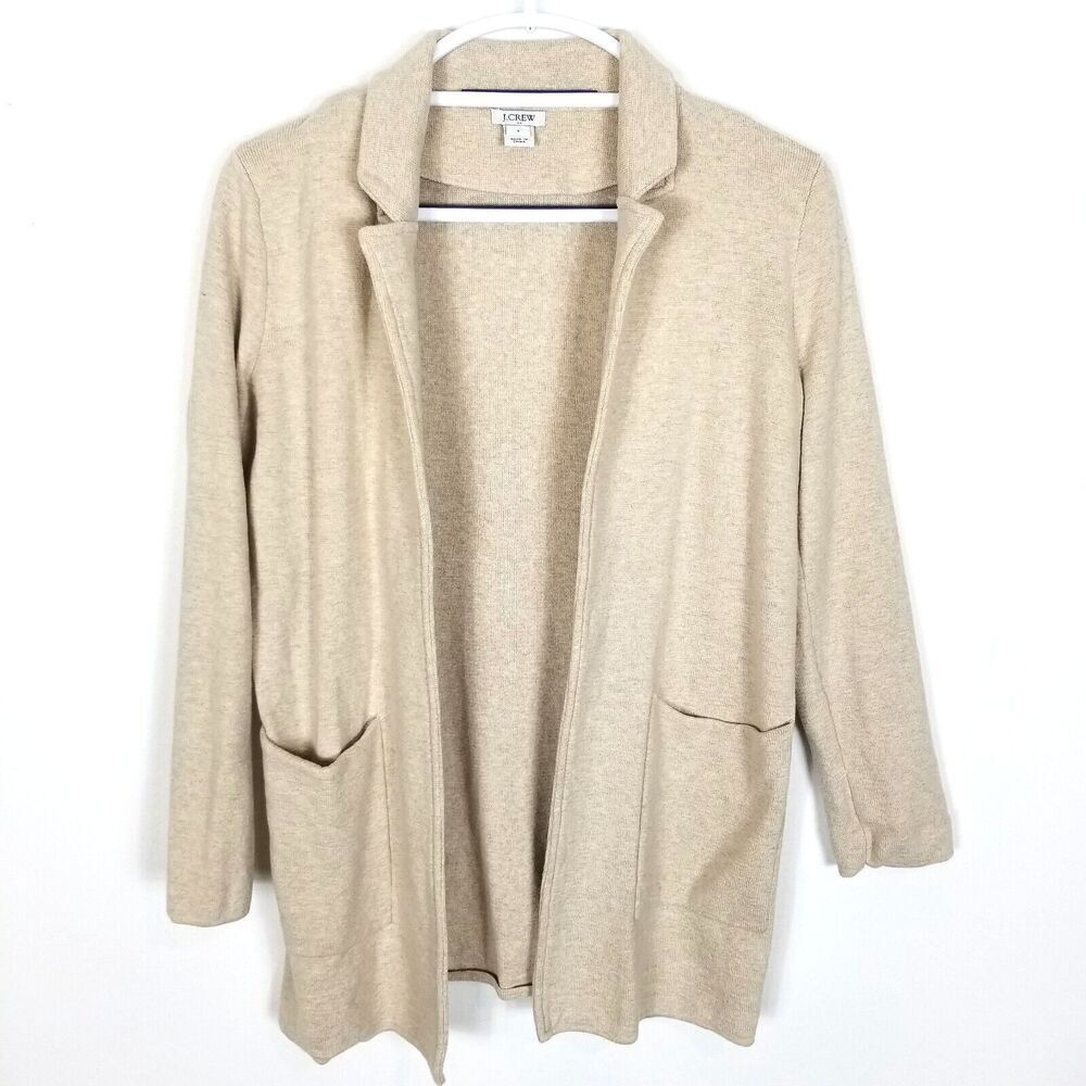 J. Crew Women Cozy Open Front Cardigan Flyaway Sweater Blazer Size S Style H6915